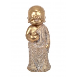 G&S Figurine Moine Bouddha Debout en Résine, Modèle White & Gold, H 20 cm