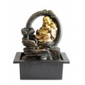 Fontaine d'intérieur : Bouddha Budai Doré et Rocher Cascade, Zentrends, Hauteur 25 cm