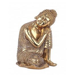 SIGNES GRIMALT Déco Zen et Méditation : Grand Bouddha doré 2, Tête sur Genou, Hauteur 33 cm