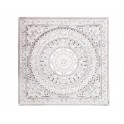 SGRIMALT Déco murale en Bois Blanc sculpté, Motifs Floral et Mandala Cérusé, H 40 cm