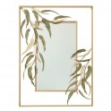 ORIGEN Grand Miroir et Déco Murale : Double encadrement doré et Feuilles d'Eucalyptus en métal, H 100 cm