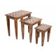 ORIGEN Set 3 Sellettes gigognes en Bois de manguier, Collection Rétro Carreaux de Ciment, H 54 cm (Grande)