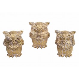 SIGNES GRIMALT Set 2 Figurines Hiboux de la Sagesse, Modèles dorés, Hauteur 11,5 cm