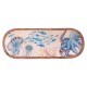 Plateau Droit et Bords arrondis, manguier et résine Lavable, Thème Méduse, Corail et Fonds Marins, Longueur 30 cm