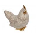 ORIGEN Elégante Poule stylisée en résine, Modèle Ecru et Doré, Collections contemporaines, H 21 cm