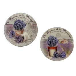 Set 2 Dessous de Plat en céramique, Thème Lavande de Provence, diamètre 20 cm