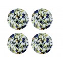 Set 4 Dessous de Verre - sous bock en Céramique, Olives de Provence, 4 pièces, diamètre 11 cm