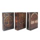 SIGNES GRIMALT Set 3 boites livres en bois MDF et polyester, Motif Arbres de vie stylisés et ambiances mystiques, Hauteur 17 cm