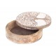 SIGNES GRIMALT Boîte de rangement ronde, Bois de Manguier et Thème Arbre de vie, Diamètre 20 cm