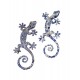 ORIGEN Set 2 Geckos en Résine 1, Déco murale ou à poser, Modèle RETRO BLUES, H 17 cm