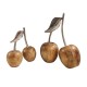 SIGNES GRIMALT Grandes Cerises décoratives, Bois de manguier et Queue en Aluminium argenté, Hauteur 32 cm