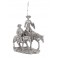 ORIGEN Figurine Don Quichotte à Cheval et Sancho Panza, Finition Argentée contemporaine, L 30 cm