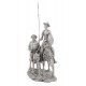 ORIGEN Figurine Don Quichotte à Cheval et Sancho Panza, Finition Argentée contemporaine, L 30 cm
