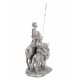 ORIGEN Figurine Don Quichotte à Cheval et Sancho Panza, Finition Argentée contemporaine, L 30 cm