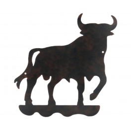 ORIGEN Silhouette murale Grand Taureau en métal ajouré, Noir et Ambré, L 76 cm