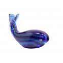 Figurine en Verre décorative et Presse-Papier, Baleine Bleue, L 16 cm