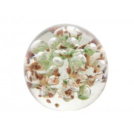 Sphère en Verre Sulfure et Presse Papier, Bains de bulles, Marron et Vert, Diam 10 cm