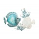 SIGNES GRIMALT Déco murale Métal : Deux Poissons tropicaux et coraux bleus, Longueur 62 cm