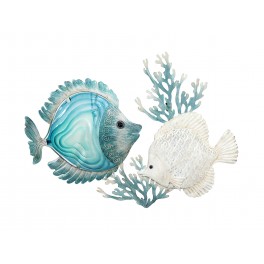 SIGNES GRIMALT Déco murale Métal : Deux Poissons tropicaux et coraux bleus, Longueur 62 cm