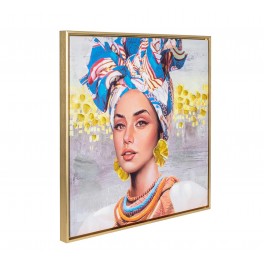 SIGNES GRIMALT Tableau Peinture : Portrait de femme en design multicolore, Encadrement composite, 63 x 63 cm