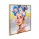 SIGNES GRIMALT Tableau Peinture : Portrait de femme en design multicolore, Encadrement composite, 63 x 63 cm
