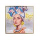 SIGNES GRIMALT Tableau Peinture : Portrait de femme en design multicolore, Encadrement composite, 63 x 63 cm