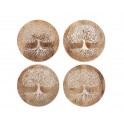 Set 4 Dessous de Verre : sous-bock Arbre de Vie en Bois MDF, H 1 x L 10 x P 10 cm