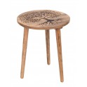 SIGNES GRIMALT Petite Table Basse ou Bout de canapé, Plateau Arbre de Vie stylisé, Marron, Diamètre 40 cm