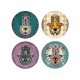 Set 4 Dessous de Verre : sous-bock Main de Fatima en céramique, H 0,5 x L 11 x P 11 cm