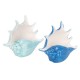 Set 2 bougeoirs Coquillages Conques, Couleurs Bleu 2 modèles, Longueur 16 cm