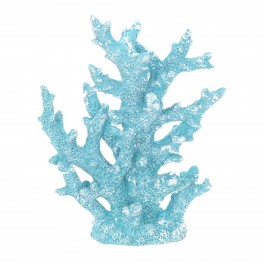 SIGNES GRIMALT Corail décoratif Blanc sur Socle, Couleur Bleu, Composition résine et Hauteur 24 cm