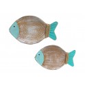 Set 2 Plateaux Vide-Poches Poissons, Collection Bord de mer, Longueur 24,5 cm (Grand)