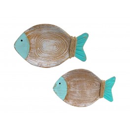 Set 2 Plateaux Vide-Poches Poissons, Collection Bord de mer, Longueur 24,5 cm (Grand)