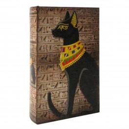 SIGNES GRIMALT Boite livre en bois MDF et polyester, Motif Chat égyptien et hiéroglyphes, hauteur 21 cm