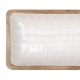 Grand Plateau Droit en manguier et résine, Motif écailles nacrées Blanches, Longueur 38 cm