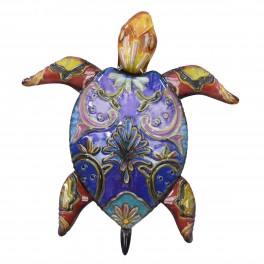 SIGNES GRIMALT Déco murale, Tortue marine en métal, Collection Maori, Bleu et Violet, hauteur 30 cm