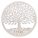 SIGNES GRIMALT Déco murale Arbre de vie et cercle en bois de manguier, Blanc cérusé, Diamètre 60 cm