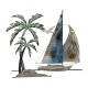 SIGNES GRIMALT Voilier de Plaisance au mouillage et Palmiers, Finition métallisée, 3D métal wallart, Hauteur 92 cm
