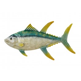 SIGNES GRIMALT Déco Murale Métal : Grand thon gris et vert, 3D metal wallart, longueur 50 cm