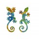 SIGNES GRIMALT Set 2 lézards salamandres murales, Motifs mosaïques et mandalas, Collection Tropik, hauteur 17 cm