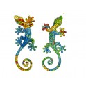 SIGNES GRIMALT Set 2 lézards salamandres murales, Motifs mosaïques et mandalas, Collection Tropik, hauteur 17 cm