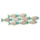 SIGNES GRIMALT Déco Murale : Banc de neufs poissons en bois et tons pastels, Longueur 59 cm
