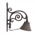 SIGNES GRIMALT Cloche de porte en fonte, Structure et portant floral stylisé, hauteur 27 cm