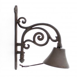 SIGNES GRIMALT Cloche de porte en fonte, Structure et portant floral stylisé, hauteur 27 cm