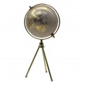 Mappemonde tripode élégante en PVC et métal, finition brillante de qualité, Gris et Doré, diam 23 cm