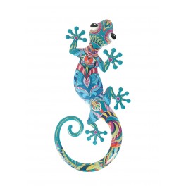 SIGNES GRIMALT Salamandre ou Gecko Mural en métal, Bleu et Vert, Modèle Durban Blue, Hauteur 45 cm