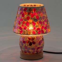 SIGNES GRIMALT Lampe rouge et pourpre en mosaïque et verre, Veilleuse ou lampe d'ambiance, Collection MOSAIK, hauteur 21 cm