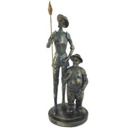 Figurine décorative Don Quichotte et Sancho Panza, Sculpture Résine, H 35 cm