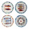 Set 4 sous-bocks en céramique Poisson Sardines, Aspect céramique rétro et coloré, Diamètre 11 cm