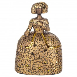SIGNES GRIMALT Grande Figurine Menina Espagnole dorées et cuivrées, Résine et Inserts, Collection MIKADOR, Hauteur 23 cm